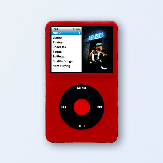 Red Apple iPod Classic Black 5th Generation upgraded with SDXC Card