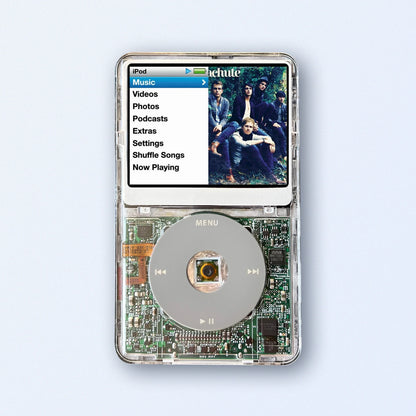 Clear Apple iPod Classic Black 5th Generation upgraded with SDXC